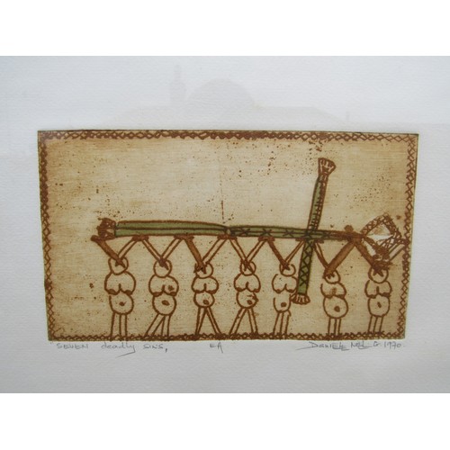 9478 - DANIELLE NOEL (XX) A framed and glazed etching titled 'Seven Deadly Sins. Pencil signed. Image size ... 