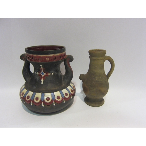 4525 - Two ethnic pottery vases, tallest 17cm   (R) £0