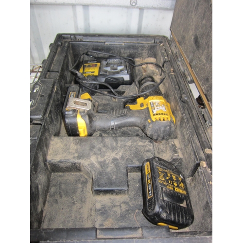 3315 - A cased DeWalt cordless drill with charger and two batteries