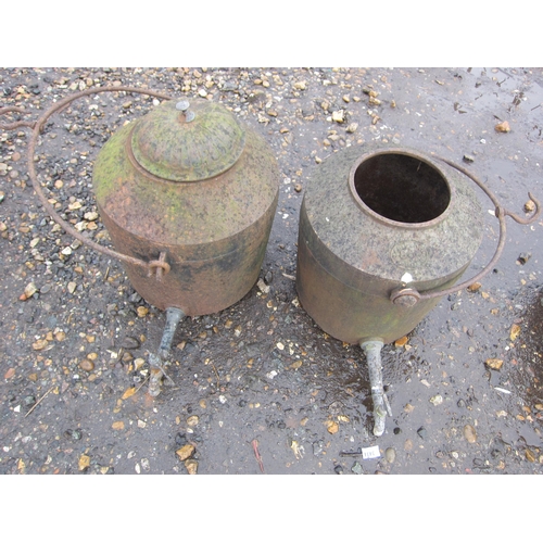 3431 - Two cast urns with taps