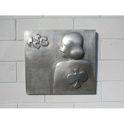 9481 - ROY RASMUSSEN (1919-2014) 'Alone' - an aluminium panel, beaten and embossed depicting a figure of a ... 