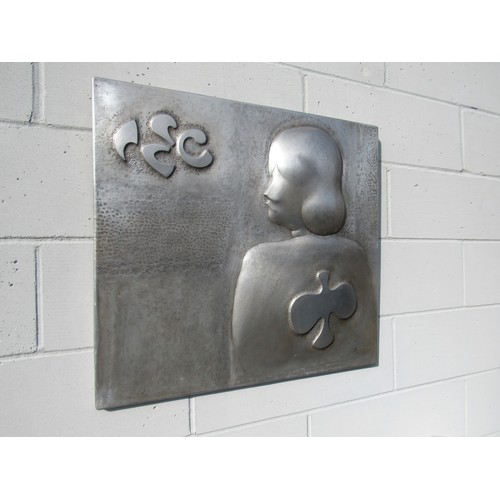 9481 - ROY RASMUSSEN (1919-2014) 'Alone' - an aluminium panel, beaten and embossed depicting a figure of a ... 