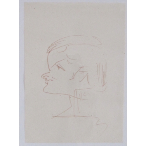 9469 - A pair of mid to late 20th century pen and ink portrait sketches. Unsigned. Framed and glazed. Image... 