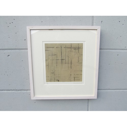 9475 - LOUISA CLEMENTS (British contemporary artist) A framed and glazed artists proof etching, untitled ab... 