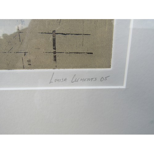 9475 - LOUISA CLEMENTS (British contemporary artist) A framed and glazed artists proof etching, untitled ab... 