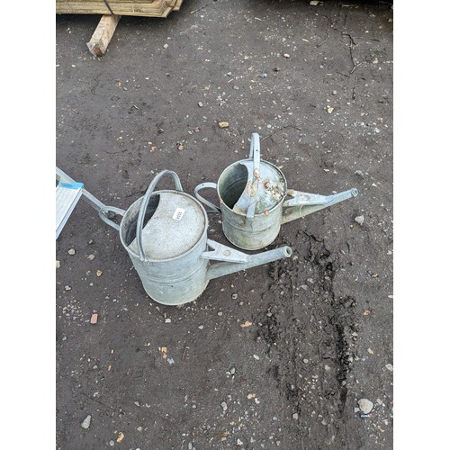 3559 - Two galvanised watering cans