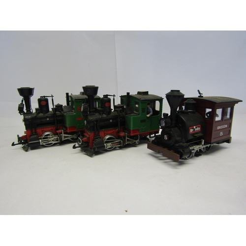 8587 - Three LGB (Lehmann-Gross-Bahn) 0-4-0 tank locomotives to include two Krauss examples in green, black... 