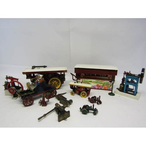 8452 - A group of scratch built metal models including showman's engine and Gavioli organ trailer, smaller ... 