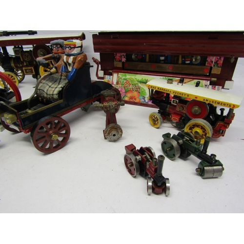 8452 - A group of scratch built metal models including showman's engine and Gavioli organ trailer, smaller ... 