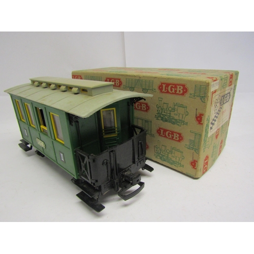 8581 - Three boxed items of LGB (Lehmann-Gross-Bahn) G Scale rolling stock to 4030 VB box wagon, 3010 third... 