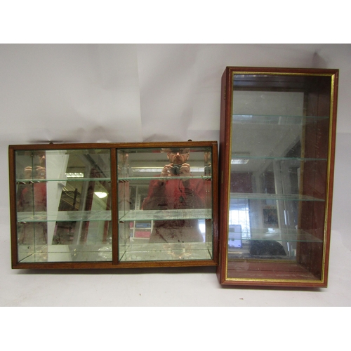 8156 - Two wall mounting collectors display cabinets, one with open front, mirrored interior and glass shel... 