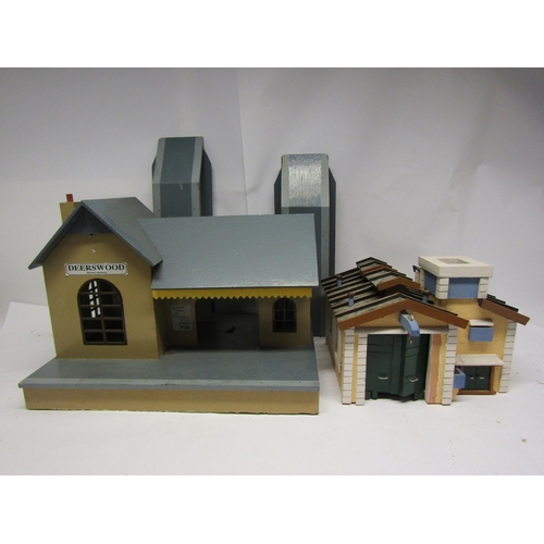 8457 - Two scratch built wooden model railway buildings to include 