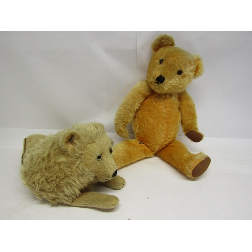 8304 - A straw filled golden mohair teddy bear with glass eyes, stitched nose and mouth and articulated lim... 