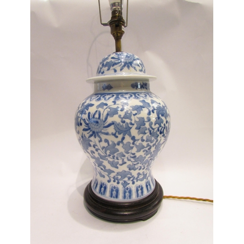 4066 - A modern Chinese style blue and white table lamp base of baluster form