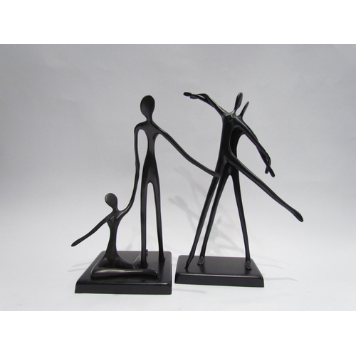 4067 - Two pairs of modernist metal figures of dancers by Bodrul Khalique, tallest 28cm   (R) £20