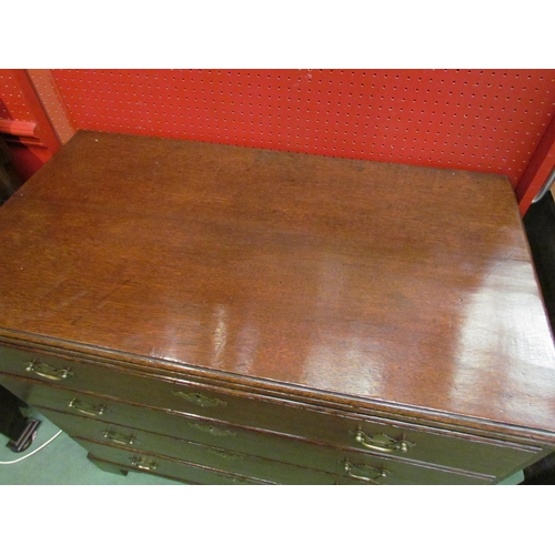 4106 - A George II oak caddy top chest of four graduating long drawers on bracket feet, stamped RW 53 to si... 