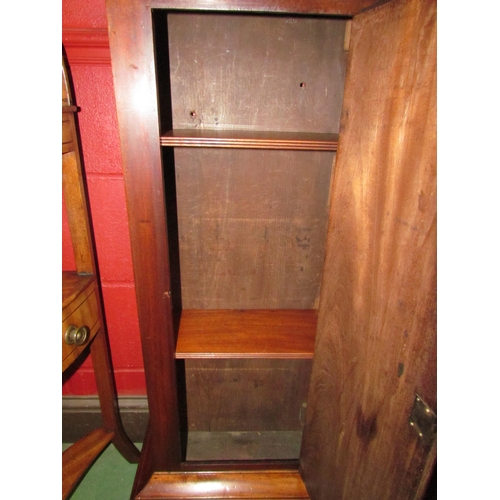 4147 - An inlaid mahogany single door narrow cabinet with shelved interior, 99cm tall x 45cm wide x 24cm de... 