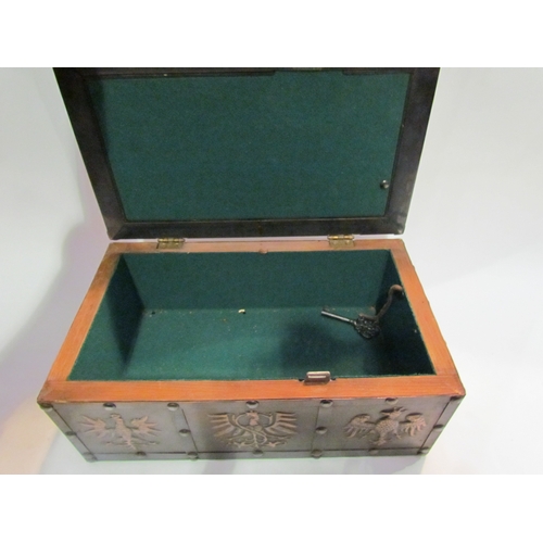 4190 - A reproduction strong box with The Polish Eagle design, with key       (R) £15