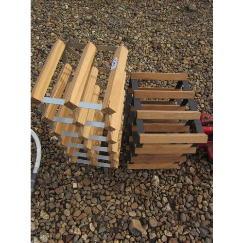 3376 - Two wood and metal wine racks