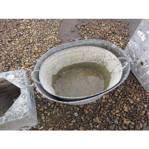 3421 - Two twin handled galvanised baths