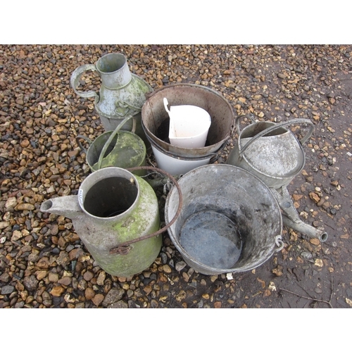 3436 - A quantity of mixed galvanised including buckets