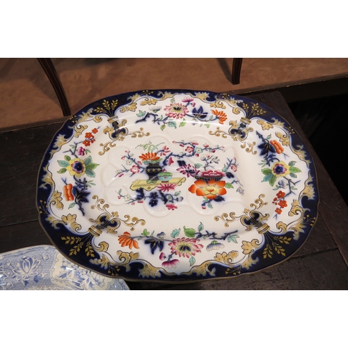 4218 - A quantity of 19th Century transfer ware meats plates, mainly blue and white