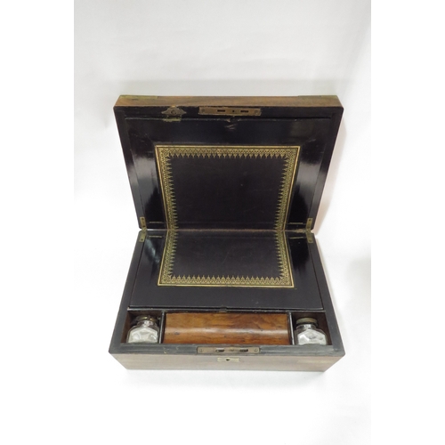 4235 - An inlaid box and a mahogany and brass writing slope (2)