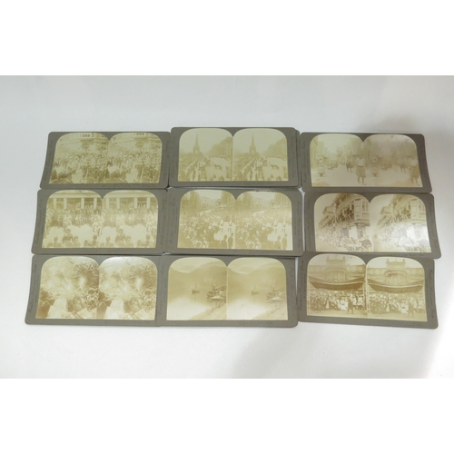 4239 - A cased stereoscope with approximately 70 images including Coronation, Rome, Venice, Shanghai and So... 