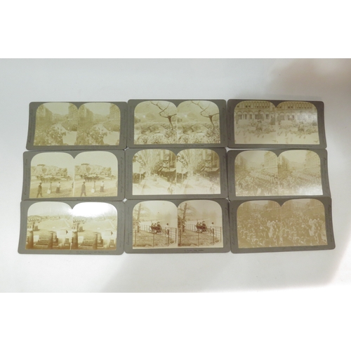 4239 - A cased stereoscope with approximately 70 images including Coronation, Rome, Venice, Shanghai and So... 