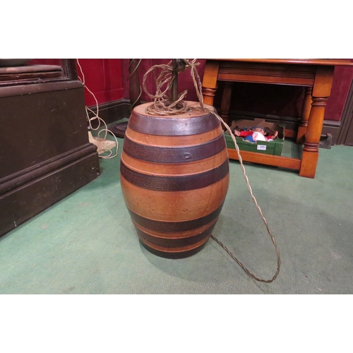 4241 - A stoneware barrel converted into a table lamp