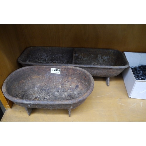 2074 - Two cast iron troughs