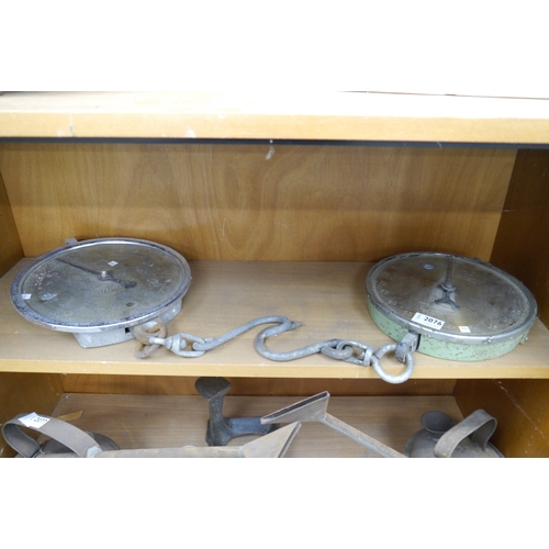 2076 - Two sets of hanging balance scales including Salter 100lb 1951 and Waymaster    (E) £8-12 Meadow