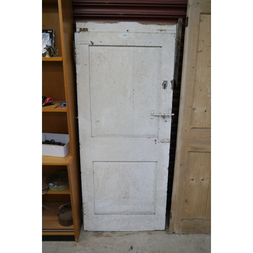 2079 - Two painted Georgian pine doors with metal H hinges and latches