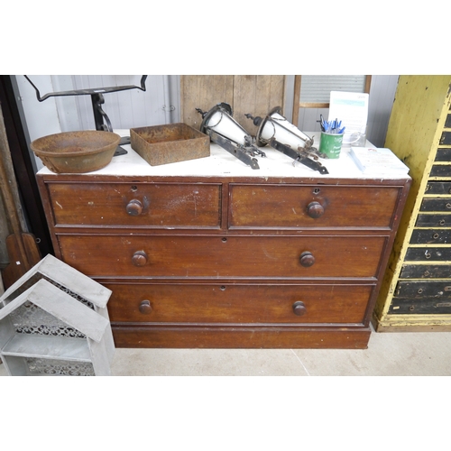 2089 - A 19th Century mahogany linen press base two over three drawers, bun handles