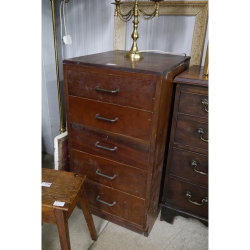 2110 - A 1940's mahogany chest of five drawers