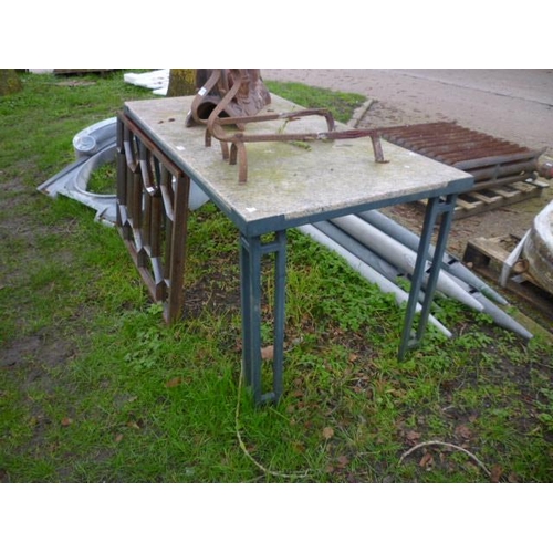 5029 - A metal framed, granite top table, 30