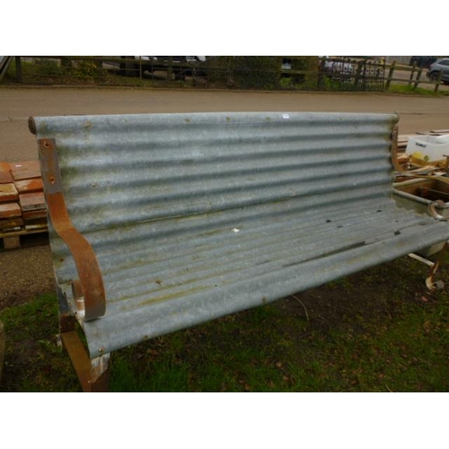 5039 - A 7ft metal and corrugated garden bench  (C)