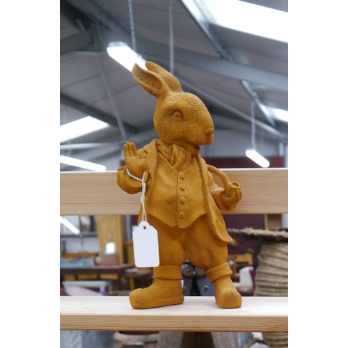 2051 - A rusty finish rabbit with pipe and smoking jacket