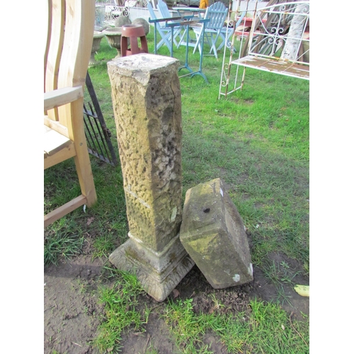 5124 - A stone three section square top birdbath on patterned base