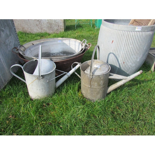 5137 - Two galvanised watering cans