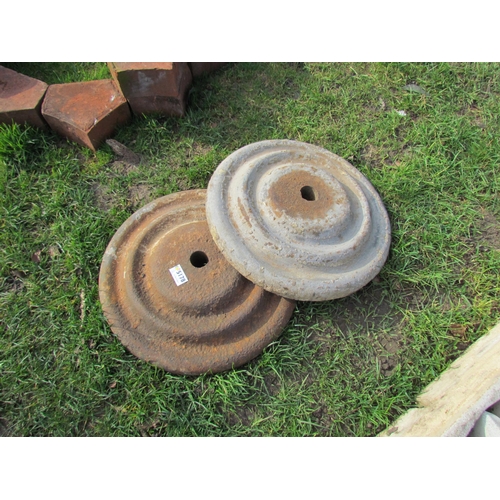 5178 - Two circular cast iron wall stays, 16