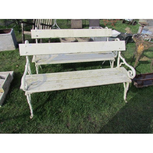 5180 - An early 20th Century arboreal ended garden bench with wooden slats, approx 5ft