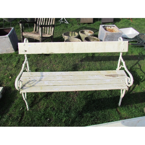 5181 - An early 20th Century arboreal ended garden bench wooden seat and back, approx 5ft