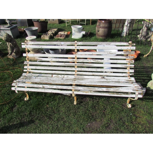 5276 - An iron ended, wooden slatted garden bench, wooden slats a/f