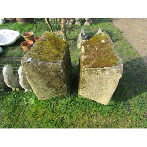 5278 - A pair of weathered stone Gothic fitments