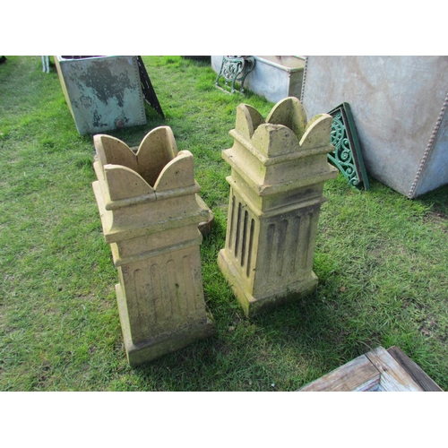 5408 - A pair of buff crown top chimney pots, reeded sides