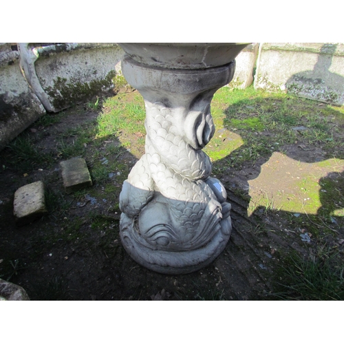 5444 - A Henri Studio two tier garden fountain, the top outlet of cherub and fish, each bowl standing on my... 