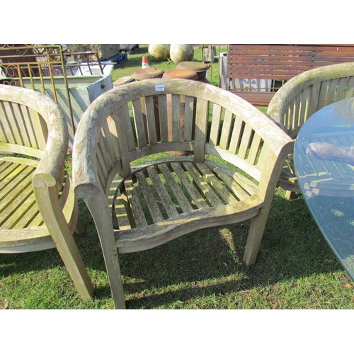 5448 - A pair of hardwood garden tub chairs