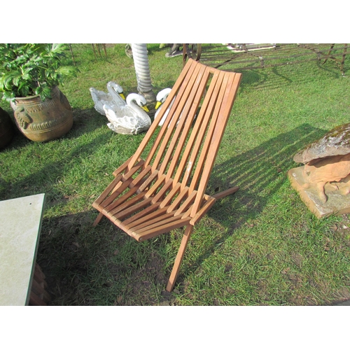 5474 - A folding teak Scandinavian set of bench, two chairs and low table with associated stone top  (E)  £... 