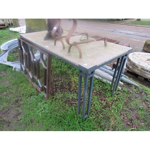 5029 - A metal framed, granite top table, 30